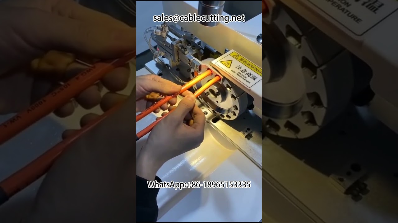 Maszyna do obróbki końcówek wiązek przewodów samochodowych – zgrzewarka rur termokurczliwych #automatyzacja #produkcja